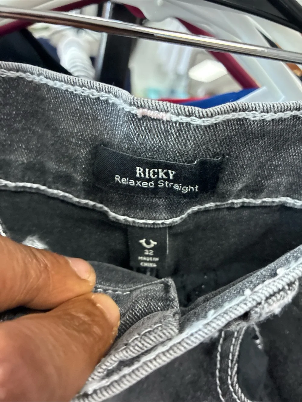 Men’s True Religion Jeans SZ 32 Ricky Super T World Tour Stich USA New